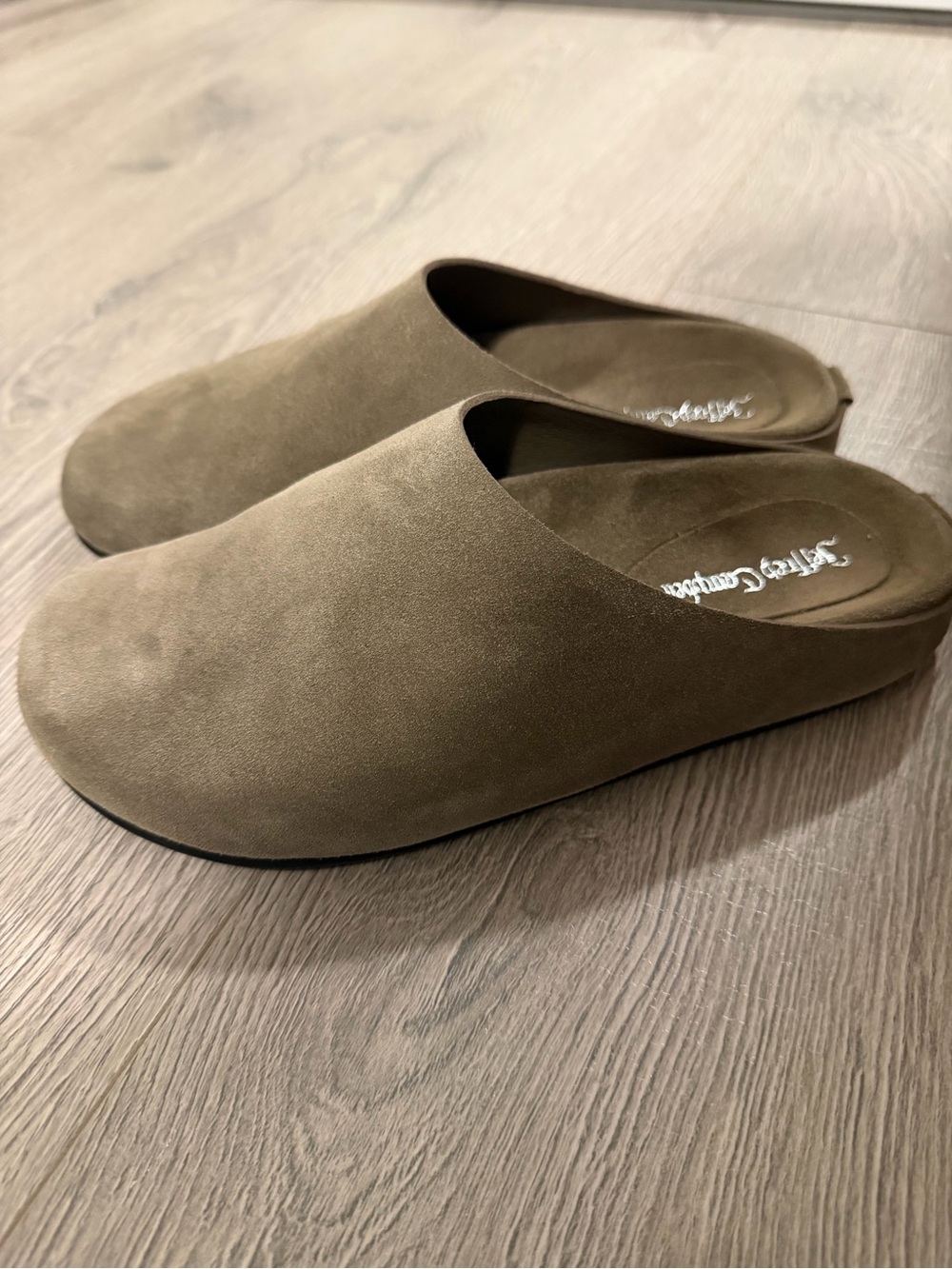 Jeffrey Campbell Olive Suede Slip-On Mules